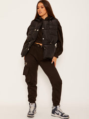 Silver Button Padded Gilet Waistcoat