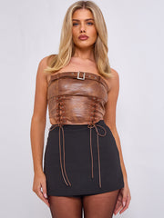 Faux Leather Corset Style Bandeau Top