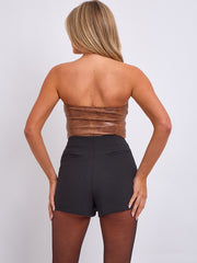 Faux Leather Corset Style Bandeau Top