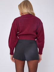 Plain Oversized Cropped Knitted Jumper