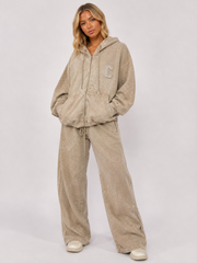 Diamanté Acid Wash Zip Hoodie & Trouser Co-Ord Set
