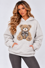 Oversized Teddy Bear Print Hoodie