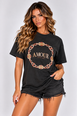Amour Graphic Print Oversized T-Shirt