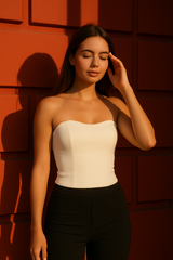 Tie Back Bandeau Corset Style Crop Top