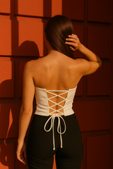 Tie Back Bandeau Corset Style Crop Top