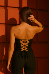 Tie Back Bandeau Corset Style Crop Top