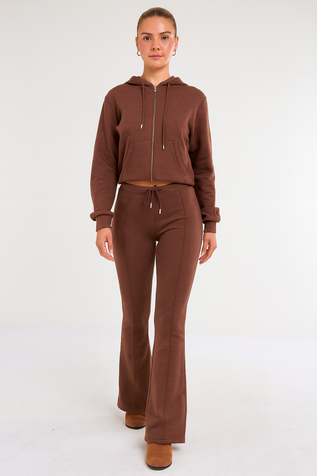 Interlock Cropped Zip Hoodie and Flared Trouser Set – Stylewise Direct Interlock Cropped Zip Hoodie and Flared Trouser Set – Stylewise Direct