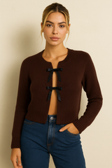 Knitted Lace Up Cardigan