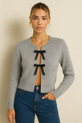 Knitted Lace Up Cardigan