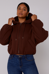 Bubble Hem Cropped Fleece Lined Jacket