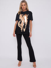 Gold Foil Graphic Printed T-Shirt