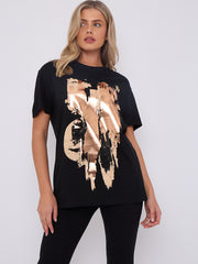 Gold Foil Graphic Printed T-Shirt