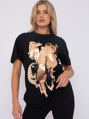 Gold Foil Graphic Printed T-Shirt