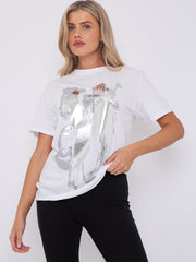 Silver Foil Graphic Printed T-Shirt