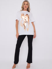 Gold Foil Graphic Printed T-Shirt