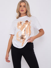 Gold Foil Graphic Printed T-Shirt