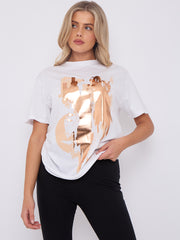 Gold Foil Graphic Printed T-Shirt