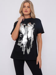 Silver Foil Graphic Printed T-Shirt