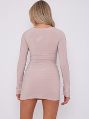 Cut Out Knot Front Lurex Mini Dress