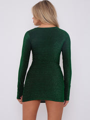 Cut Out Knot Front Lurex Mini Dress