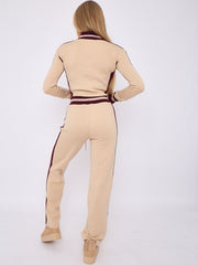 Embroidered Hampton Zip Up Cropped Top & Jogger Fleece Tracksuit