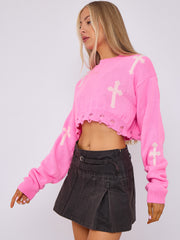 Kruzifix -Detail gestrickter Kumpelspringer