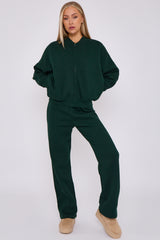 Oversized Bomber Style Fleece Zipper Co-ord