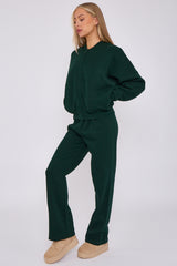 Oversized Bomber Style Fleece Zipper Co-ord