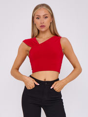 Ruched Slinky Strap Crop Top