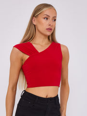 Ruched Slinky Strap Crop Top