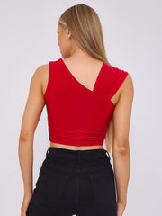 Ruched Slinky Strap Crop Top