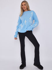 Crucifix details oversized gebreide trui