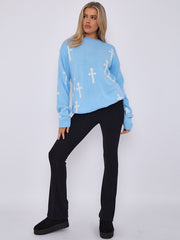 Crucifix details oversized gebreide trui
