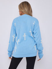 Crucifix details oversized gebreide trui