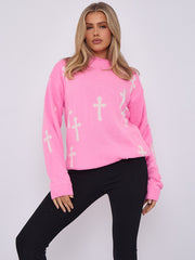 Crucifix details oversized gebreide trui