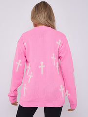 Crucifix details oversized gebreide trui