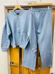 Oversized Bomber Style Fleece Zipper Co-ord