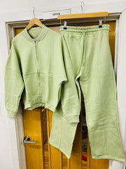 Oversized Bomber Style Fleece Zipper Co-ord