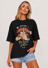 Lips & Hand Artwork Graphic T-Shirt