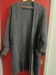 Mid Length Balloon Sleeve Knitted Cardigan