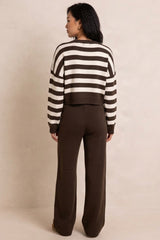 Striped Knit Cardigan & Wide Leg Trouser Co-Ord Set