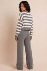 Striped Knit Cardigan & Wide Leg Trouser Co-Ord Set