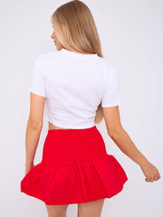 Shirred High Waist Puffball Mini Skirt