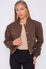 Satin Finish Cropped Bomber Jacket