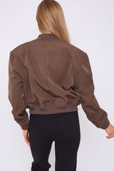 Satin Finish Cropped Bomber Jacket