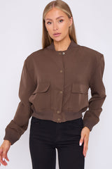 Satin Finish Cropped Bomber Jacket