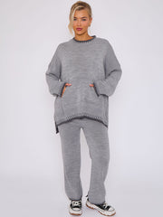Stitch Detail Oversized Knitted Co-ord