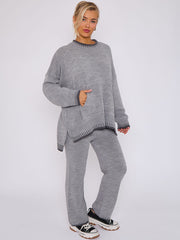 Stitch Detail Oversized Knitted Co-ord