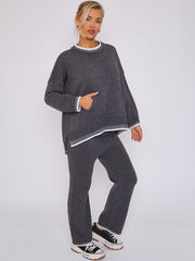 Stitch Detail Oversized Knitted Co-ord