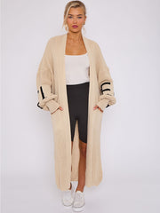 LOVE Detail Balloon Sleeves Knitted Open Cardigan